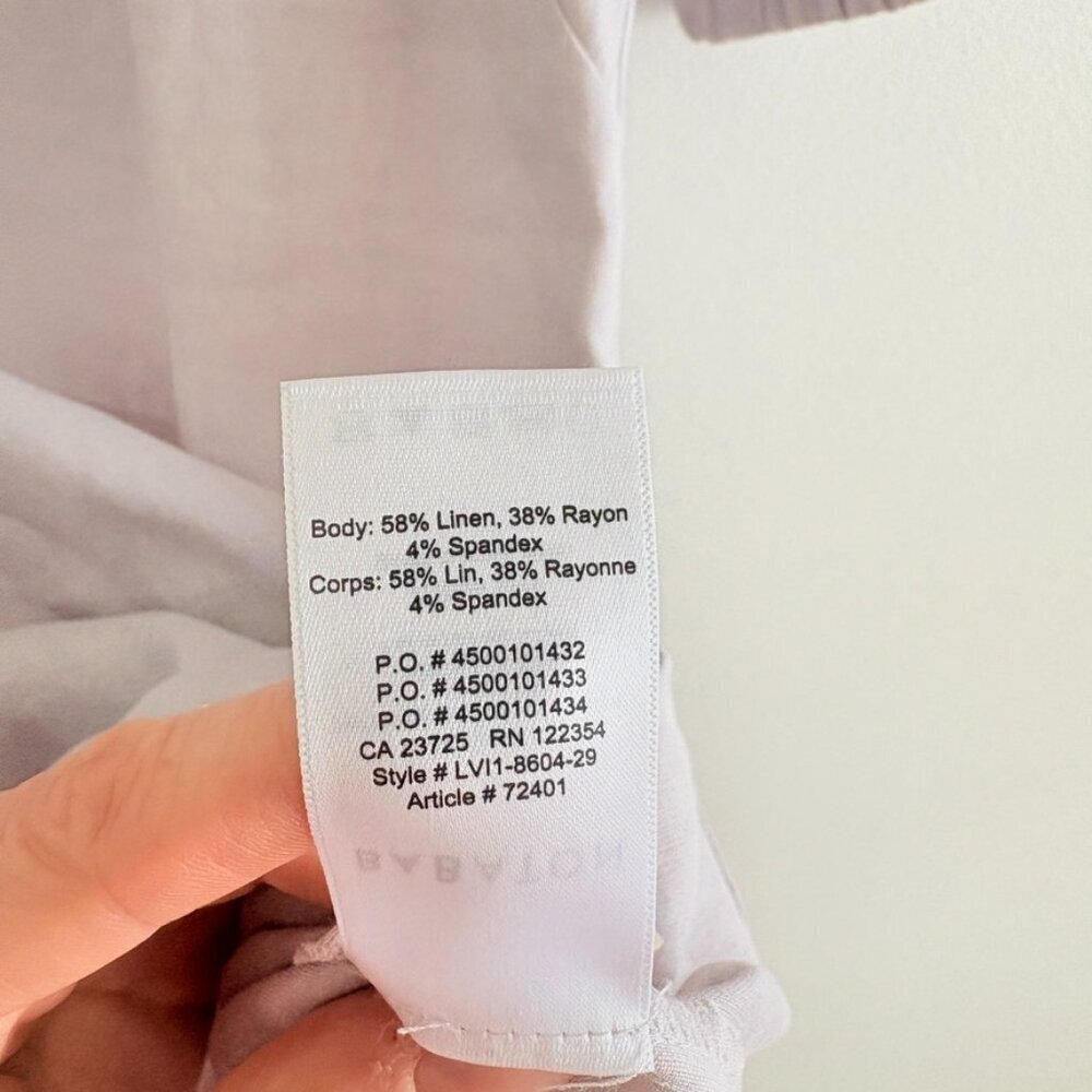 Aritzia Babaton Teilo Puff-Sleeve Linen Blend Stretch Shift Dress Lilac Size 0 - Picture 8 of 8
